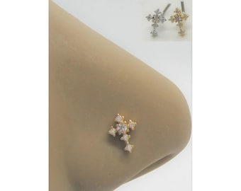 Cross Nose Stud Christian Nose Jewelry Christian Cross Nose Ring L Shape Stud