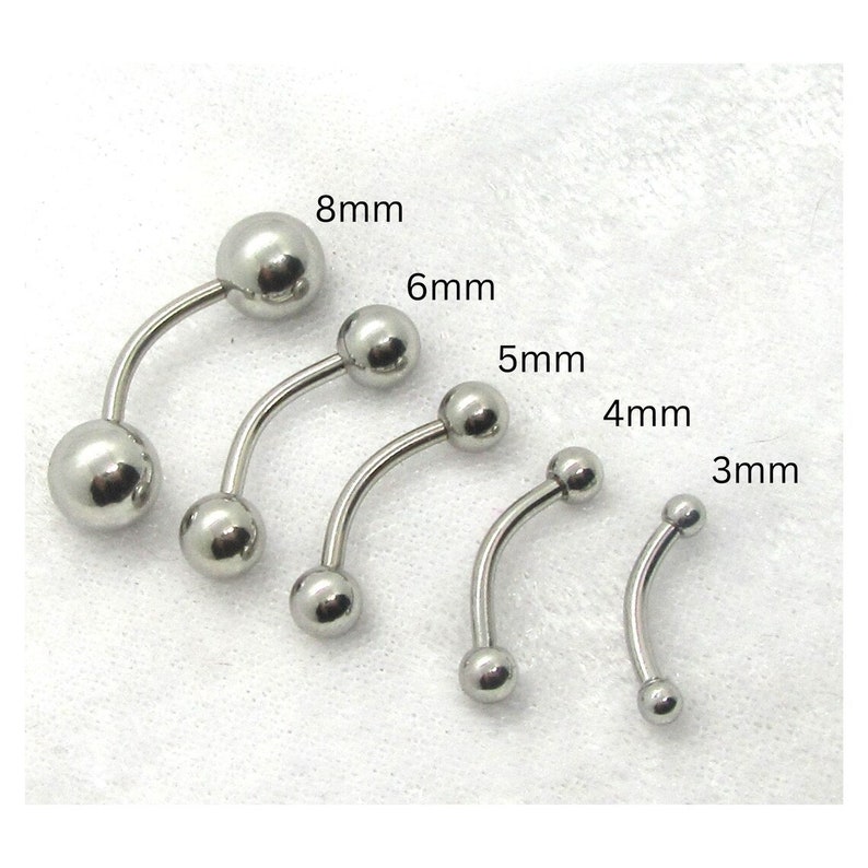 14G Curved Barbell Bar Surgical Steel Balls Plain Barbell 14 Gauge Gage
