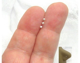 3 Piece 22G Silver Nose Bones Studs L Shape Bent Post Nose Ring Pins 22 gauge 22G Nose Jewelry 1.5mm CZ Diamond Nose Studs