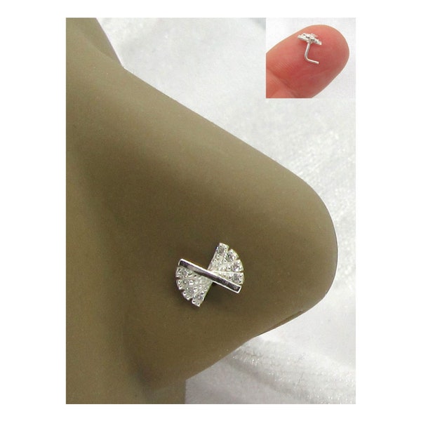 20G Nose Stud Sterling Silver Nose Jewelry 20 Gauge Gage Nose L Shape Nose Stud Bow Nose Ring