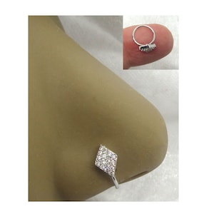 20G Nose Ring Nose Hoop Clear CZ Diamond Nose Ring 20 gauge Nose Jewelry Nostril Ring 8mm nose ring surgical steel nose