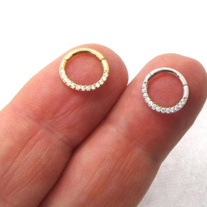 16G Gold White Gold Septum Cartilage Ring Daith Helix Snug Forward Helix Ring Septum Ring 16 gauge Ear Jewelry Lip Ring Barbell 8mm Diameter