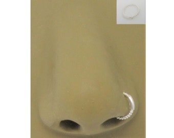 18G Nose Ring Hoop Sterling Silver Nose Jewelry 18 Gauge Gage Nose Hoop 6mm 8mm Diameter