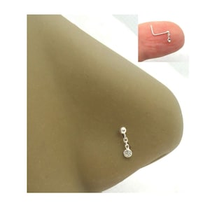 22G Nose Stud L Shape Bent Post Nose Ring Pin 22 gauge 22G Nose Jewelry Silver Nose Stud