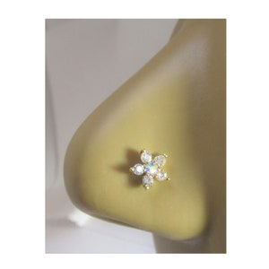 20G Nose Stud Surgical Steel Nose Jewelry 20 Gauge Gage Nose L Shape Nose Stud Flower Nose Ring