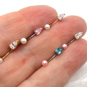 16G Teardrop Cartilage Ring Helix Daith Snug Forward Helix Ring Rook Ring 16 gauge Pink White Pearl Ear Jewelry Vertical Labret Lip Ring