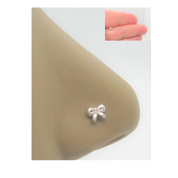 20G Bow Nose Stud L Shape Nose Ring Nose Jewelry Sterling Silver Nose Stud 20 gauge