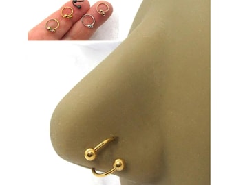 Gold Black Silver Nose Ring Nose Stud Nose Jewelry Twisted Nose Hoop 20g Nose Ring 20 gauge 18g Nose Ring 18 gauge Nose Ring