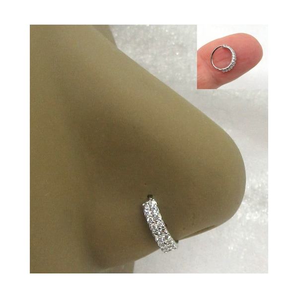 10pcs Prong Set Clear Heart Gem Nose Ring Screws 18g 20g Wholesale Bod