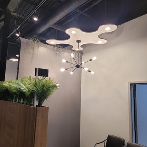 Handmade Wooden Cloud Light with Pot Lights: Custom Cut Option