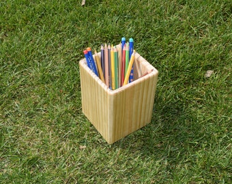 Handcrafted Wooden Stationary Holder | Handmade Flower Pot | Utensil Holder | Cooking Tools Storage and Countertop Organizer