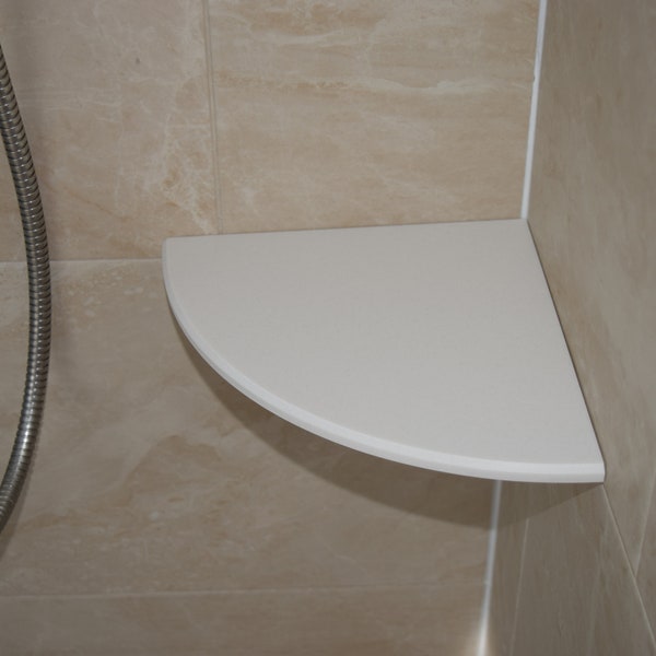 Shelf Caddy Corian Étagère d'angle à surface solide | Plateau d'angle pour évier de vanité de couleur blanche | Étagère d'angle de salle de bain