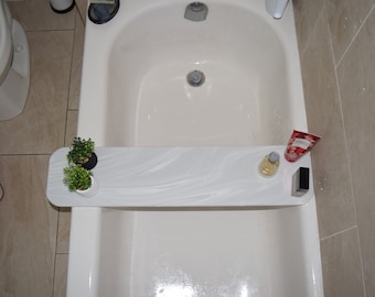 Corian Solid Surface Bathtub Tray | Soap and Shampoo Holder | Bathroom Shelf