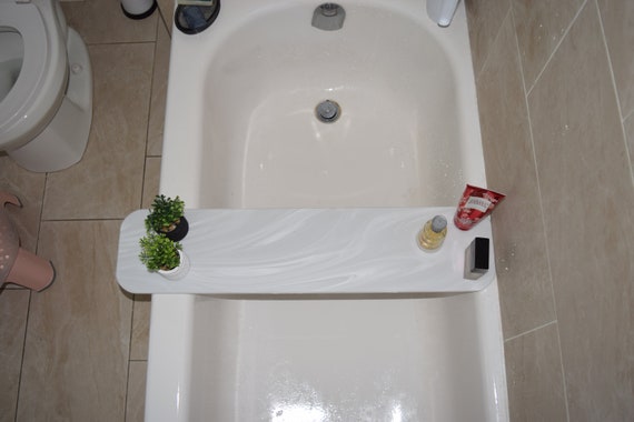 Corian Solid Surface Bathtub Tray Soap and Shampoo Holder Bathroom Shelf 