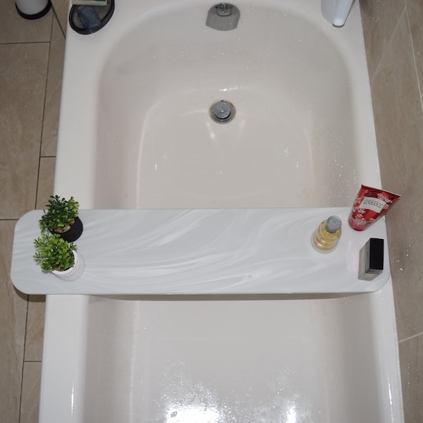 Corian Solid Surface Bathtub Tray | Soap and Shampoo Holder | Bathroom Shelf