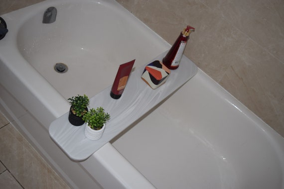 Corian Solid Surface Bathtub Tray Soap and Shampoo Holder Bathroom Shelf 