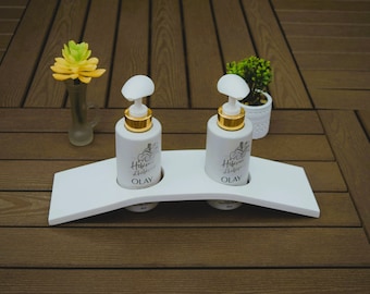 Handmade Luxury Bottle Arch With 02 Indents | Corian (Solid Surface) Soap Dispenser Holder | Bathroom Decor