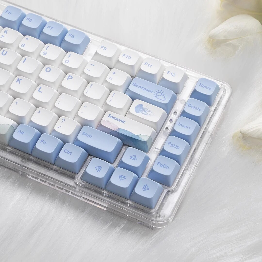 Blue Whale Keycap Set Cute Blue White Keycaps MX Switch Keyboard
