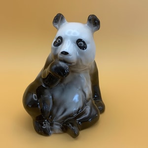4 Little Panda Figurines – Cute Handcrafted Porcelain Pandas – Tiny Animal Sculptures – Collectible Panda Decor