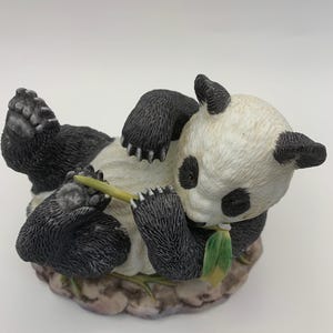 3 Leffor China Panda Figurines – Vintage Collectible Porcelain Panda Bear – Handcrafted Chinese Art - Hand Painted Pandas