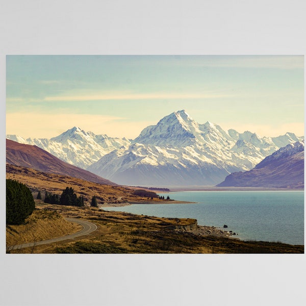 Mt Cook, Aoraki, Nature, Mountain Photo, Wall Art, New Zealand, Photography, Southern Alps, Landscape, Snow, Glaciers, Lake