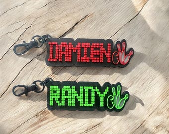 Customized pixelated Bowling Keychain Gift Bowler Name tag Bag charm Bag tag Bowling lover gift keychain