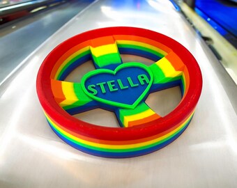 Bowling ball cup personalized pride rainbow colorful bowling gift ideas customized bowling ball holder handmade
