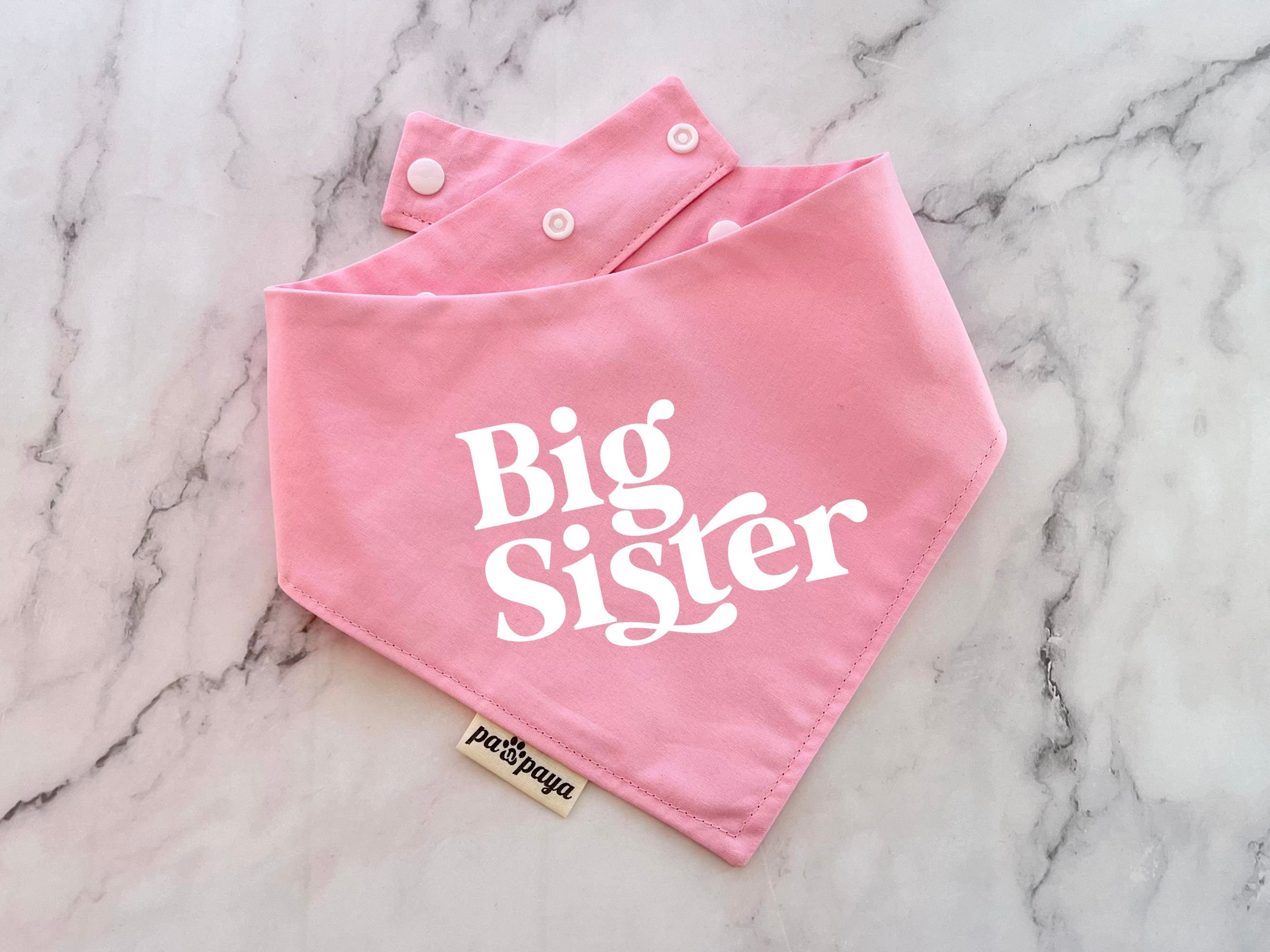 Süßes Hundehalstuch Zur Schwangerschaftsankündigung – Mit Aufdruck "I'm Going To Be A Big Sister" (Rosa)