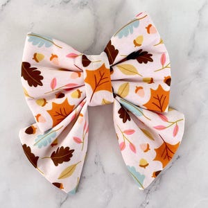 Autumn Leaves Sailor Bow For Dog & Cat, Fall Floral Pet Bow Tie With Elastic For Collar, Boy Girl Puppy Thanksgiving Bow Neck Accessory Gift