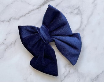 Royal Blue Velvet Sailor Bow For Dogs And Cats, Luxurious Pet Bowtie Neck Accessory For Christmas New Year Wedding Day Birthday Celebration