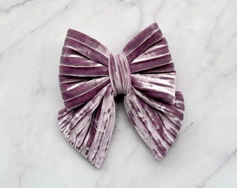 Lavender Crushed Velvet Bow And Sailor Bow For Dogs & Cats, Luxurious Pet Bowtie With Elastic For Collar, Cute Neck Accessory For Girl Dog