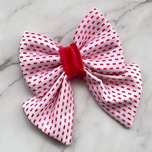 Lazo rosa blanco y lazo marinero para niña perro y gato, pajarita para mascotas para el día de San Valentín, lazo sobre el cuello con elástico para perros pequeños y grandes