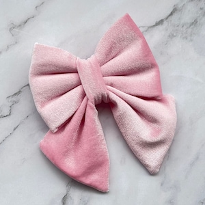 Lazo de terciopelo rosa bebé y lazo marinero para perro y gato, pajarita de lujo para mascotas para bodas, cumpleaños, día de San Valentín, accesorio para el cuello de cachorro de niña