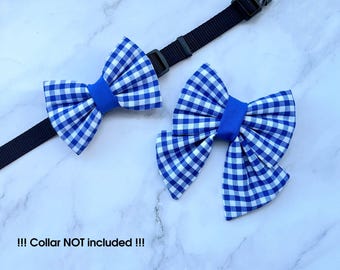 Papillon da marinaio a quadri blu per cani o gatti, accessorio per collare.