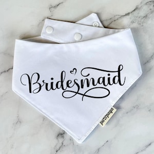 Bridesmaid White Wedding Snap On Bandana For Girl Dog & Cat, Puppy Marriage Ceremony Neck Accessory, Pet Nuptials Big Day Outfit Neckerchief