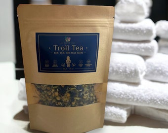 Troll Tea - Skin, Hair & Nails Blend | Tea Blend for the Integumentary System | Restorative Blend with Vitamins A and E | Use as a Bath Tea