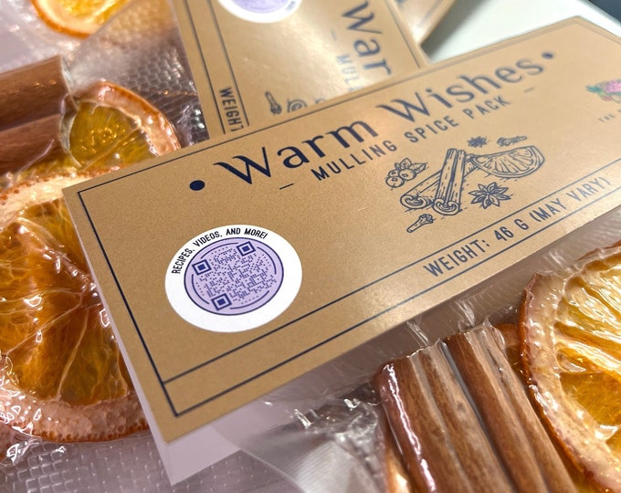 6-Pack Value Buy | Warm Wishes Single Mulling Packs | Mulling Spices for Spiced Wine or Cider + Addl. Recipes Incl. | Seasonal Drink Blends