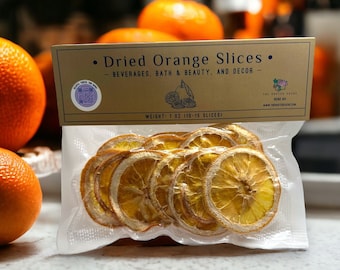 1oz Organic Dried Orange Slices 10-15 pieces | Homemade Dried Oranges used for Drinks, Sauces, Marinades, Bath-Time, Decor, Garnish & More!
