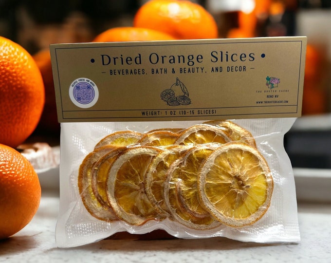 1oz Organic Dried Orange Slices 10-15 pieces | Homemade Dried Oranges used for Drinks, Sauces, Marinades, Bath-Time, Decor, Garnish & More!