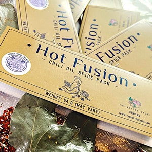 6-Pack Value Buy Individually Packaged | Hot Fusion Chili Oil Spice Packs for Ramen, Salads, Marinades + More | Includes Additional Recipes