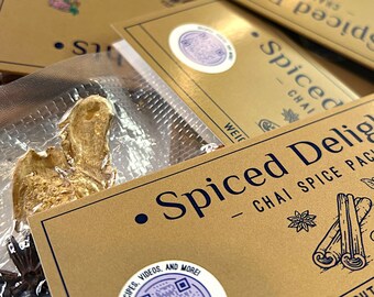 6-Pack Value Buy | Spiced Delights Chai Spice Packs with Whole Spices | Spicy Chai Latte Mix with Whole Spices and Additional Recipes Incl.