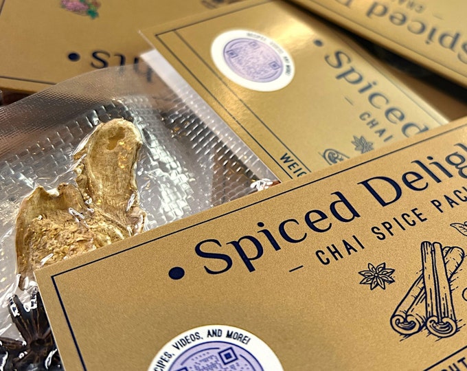 6-Pack Value Buy | Spiced Delights Chai Spice Packs with Whole Spices | Spicy Chai Latte Mix with Whole Spices and Recipes Included
