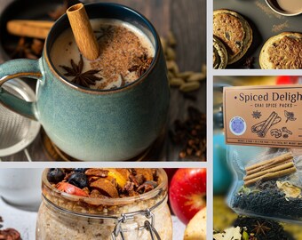 Pack of 3 Spiced Delights Chai Spice Packs | Easy to make Chai Tea from Scratch in Single Servings | Baking Spices with Recipes Included