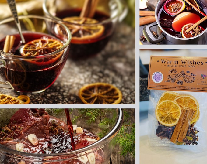 Pack of 3 Warm Wishes - Mulling Spice Packs with Dried Fruit and Whole Spices in Single Serving Portions