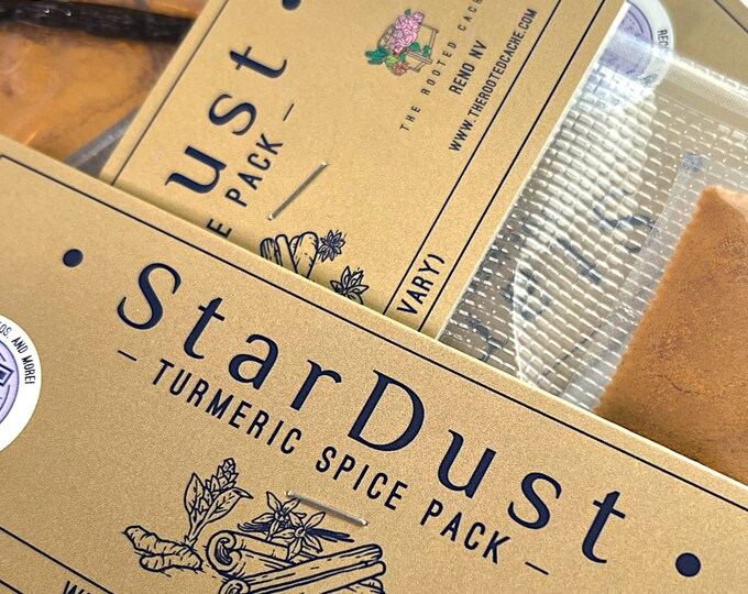 6-Pack for Small Gifts Individually Packaged | StarDust Turmeric Latte Mix All in One Spice Packs with Vanilla Bean | Addl. Recipes Included