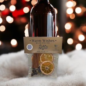 6-Pack for Small Gifts | Warm Wishes Mulling Spice Packs Individually Packaged | Single Serve Spiced Wine Kits with More Recipes Included