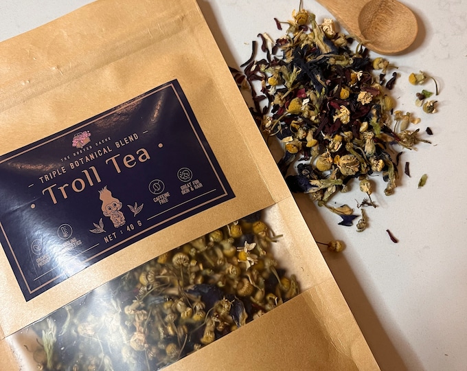 Troll Tea for Bath & Beauty | Skin Restorative Antioxident Rich Botanical Bath Tea Blend for Skin, Hair, and Nails
