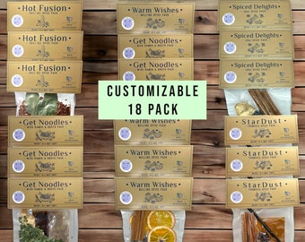 CUSTOMIZABLE 18-PACK | Mix & Match + Recipes Included | Choose: Chai Pack, Mulling Pack, Chili Oil Pack, Miso Broth Pack, and Turmeric Pack