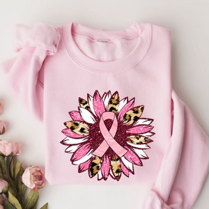 Pink Ribbon Shirt, Leopard Cancer Awareness Shirt, Cancer Awareness Shirt, Pink Day Shirt, Cancer Fighter Shirt, Pink Day Sweatshirt
