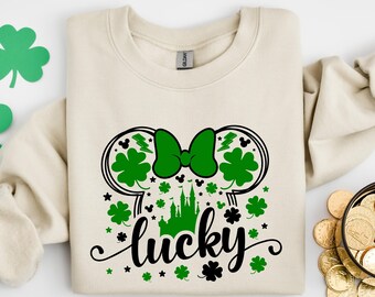 Mickey Minnie Lucky Patricks Day Sweatshirt, St Patricks Day Disney Trip Shirt, Lucky Disney Shirt,  St Patricks Matching, Disney Matching